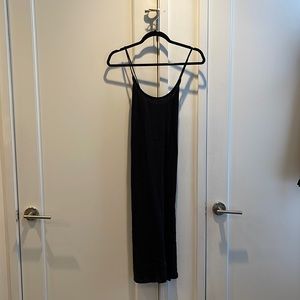 NWT: black stretchy knit J.Crew midi dress with crossed adjustable straps - XS